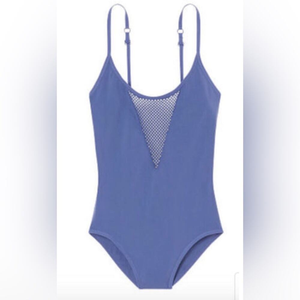 Victoria’s Secret PINK Seamless Mesh Athletic Bodysuit Purple Top Size Small